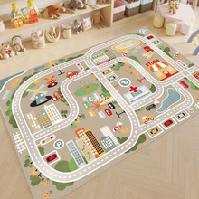 儿童停车场交通游戏地垫地毯男孩汽车卡通马路轨道地毯车道地垫