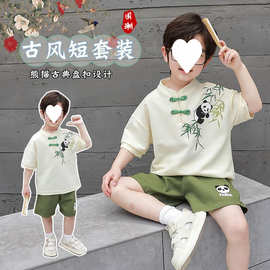 儿童汉服套装男童夏装中式唐装2三四5六岁宝宝夏天中国风短袖衣服