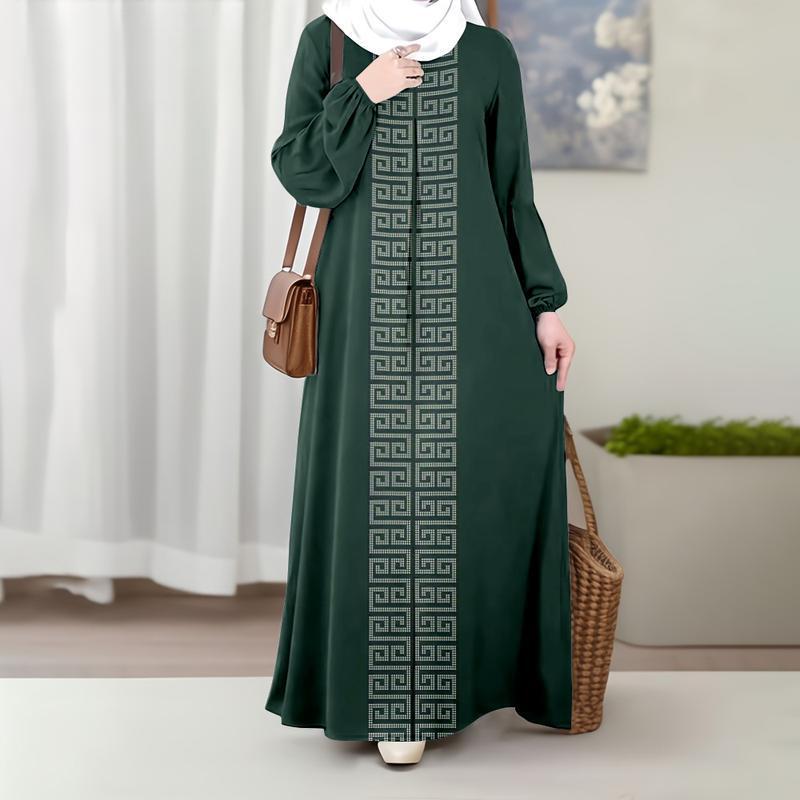 Robe longue musulmane à manches longues pour femme | Mode transfrontalière | Livraison directe disponible | Prix négociable | Matière : polyester_voghion.com