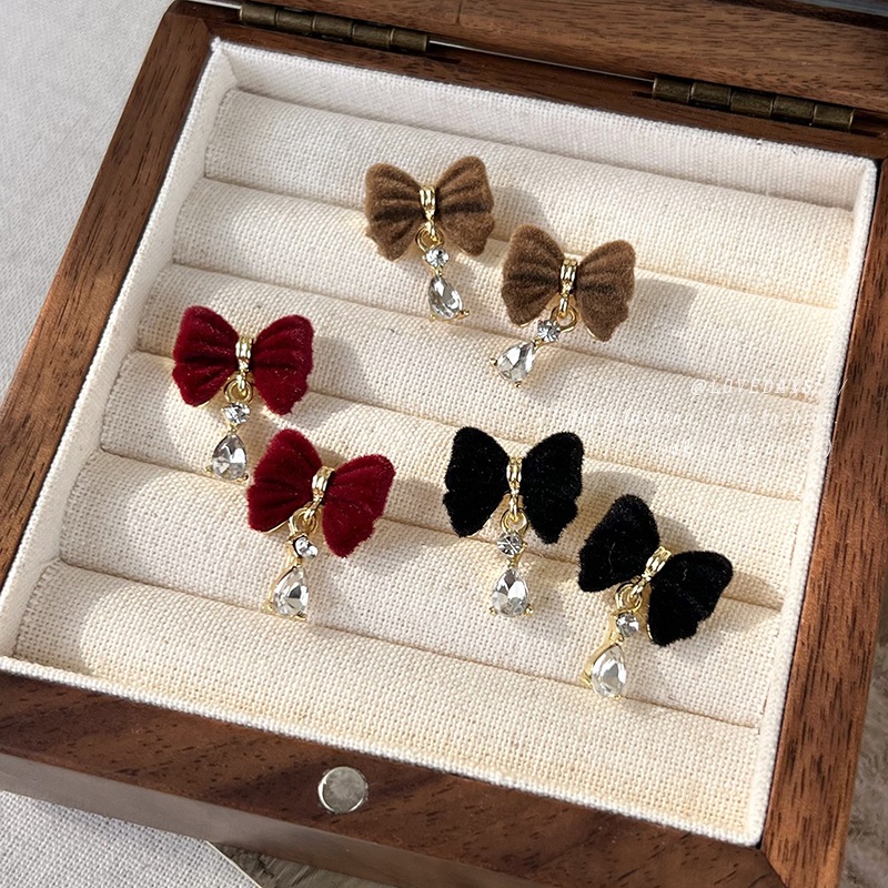 Demi-season burgundy earrings