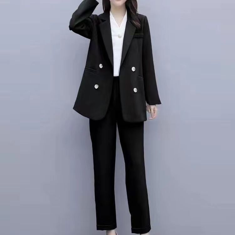 2025年春秋新款时尚女装休闲气质西装两件套洋气减龄时髦职业套装|undefined
