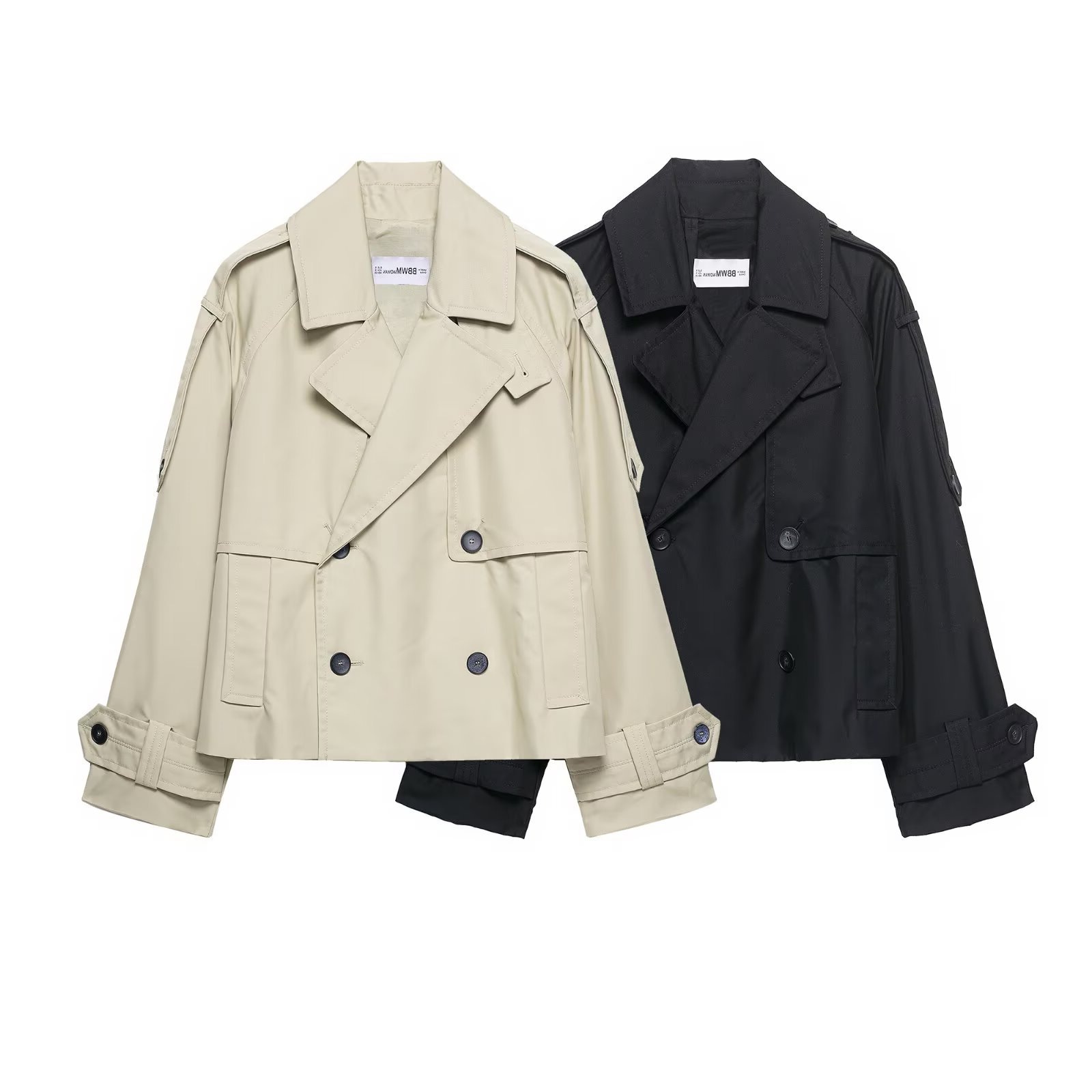 Taop&Za Early Autumn New Women's Fashionable Double-Breasted Short Windbreaker Jacket 0518240