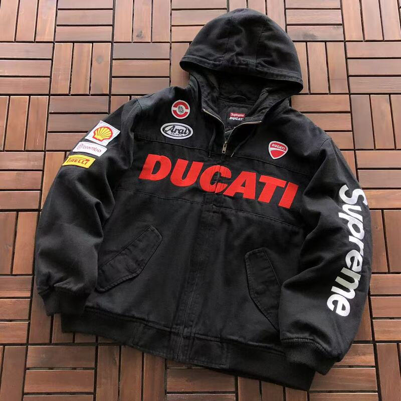 Supreme FW24 Ultra Thick Vintage Aviator Jacket Sheepskin Denim Coat for Men and Women Couples