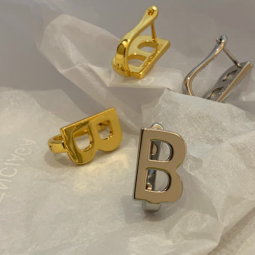 Elegant and Personalized 14K Brass Letter B Earrings for Women - Stylish, High-Quality, and Light Luxury Wholesale Accessory
