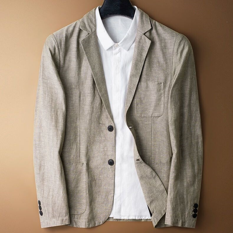 Trendy Men's Cotton and Linen Suit, Korean Style Slim Fit Thin Jacket, Men's Casual Linen Suit, Linen Top, Men's Plus Size Trendy Men's Cotton and Linen Suit, Korean Style Slim Fit Thin Jacket, Men's Casual Linen Suit, Linen Top, Men's Plus Size