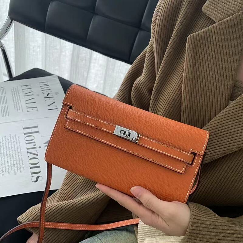 2025 New Kelly Wallet Fashion Mini Shoulder Crossbody Clutch Palm Print Cowhide Leather Lock Buckle Genuine Leather Small Square Bag 2025 New Kelly Wallet Fashion Mini Shoulder Crossbody Clutch Palm Print Cowhide Leather Lock Buckle Genuine Leather Small Square Bag