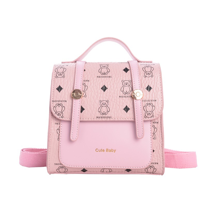 Mochila escolar de estilo universitario de moda, caricatura encantadora impresión de oso, mochila para niños y niñas, nueva bolsa infantil transfronteriza