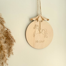 ins风木质旋转木马挂饰儿童房装饰挂件家居墙壁装饰挂件拍照道具