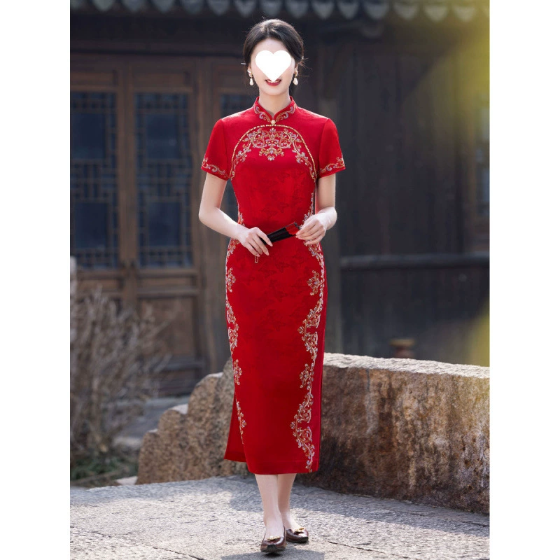 Легкое роскошное и элитное свадебное банкетное платье, свадебное платье Cheongsam, помолвочный банкет, новый летний стиль, модное и элегантное элитное платье.