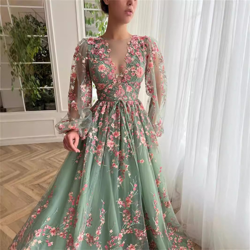 Amazon Aliexpress International Station Foreign Trade Evening Dress 2026 New Slimming Long Party Floral Dress