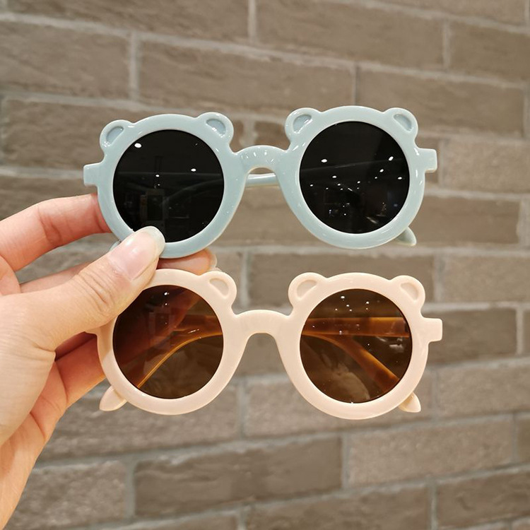 2022 New Children's Sunglasses Cute Baby Retro Round Frame Bear Sunglasses Fashion Cartoon Glasses for Kids