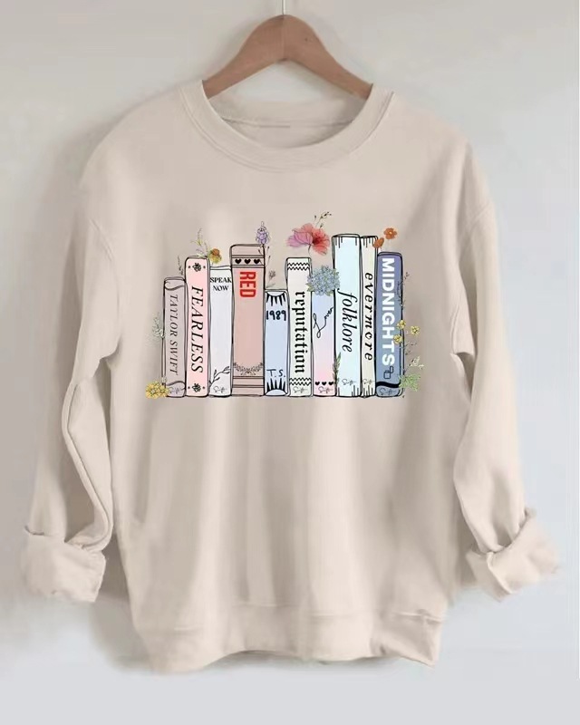 demi-season fashionable cotton sweatshirt with a round collar