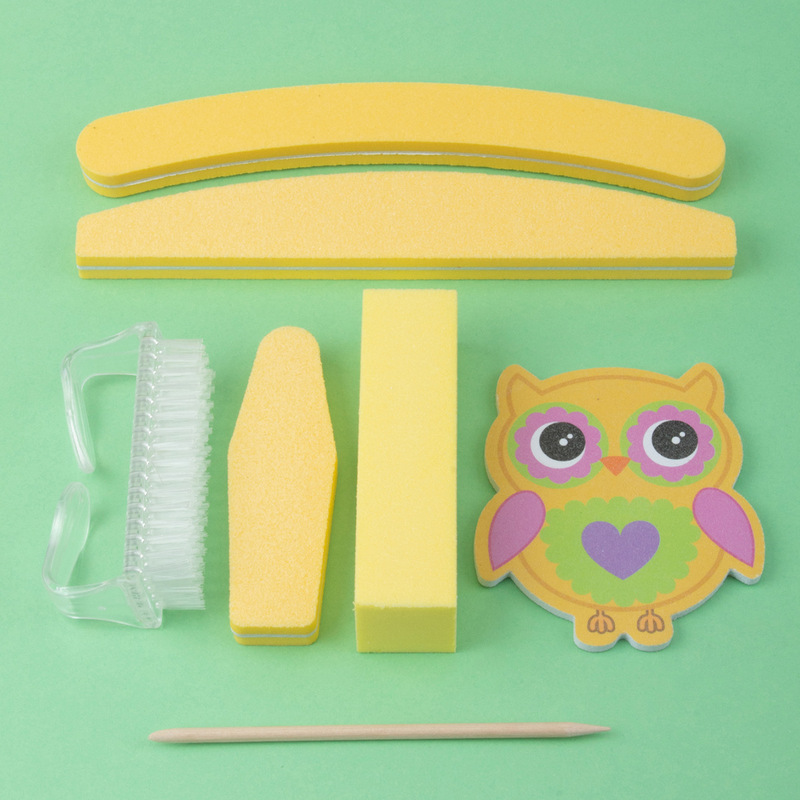Nail Art Tools suit Owl 7-piece Set Polished Cartoon Nail File Wooden Sign Horn Brush Cross-border Exclusive