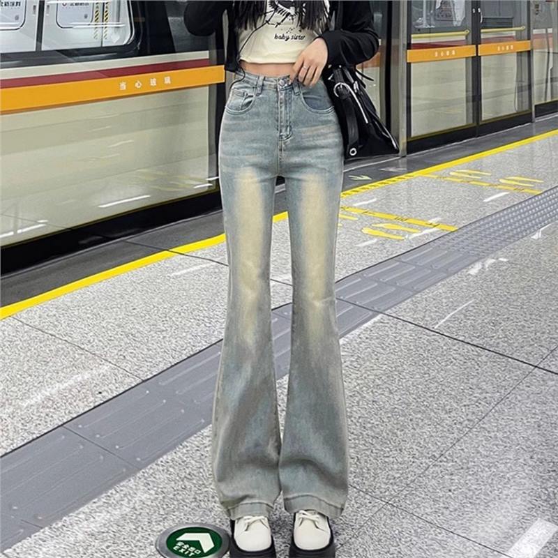 Micro-Flared Jeans for Women, Spring and Autumn New Style, Retro Slimming High-Waisted Flared Pants for Small Students Micro-Flared Jeans for Women, Spring and Autumn New Style, Retro Slimming High-Waisted Flared Pants for Small Students