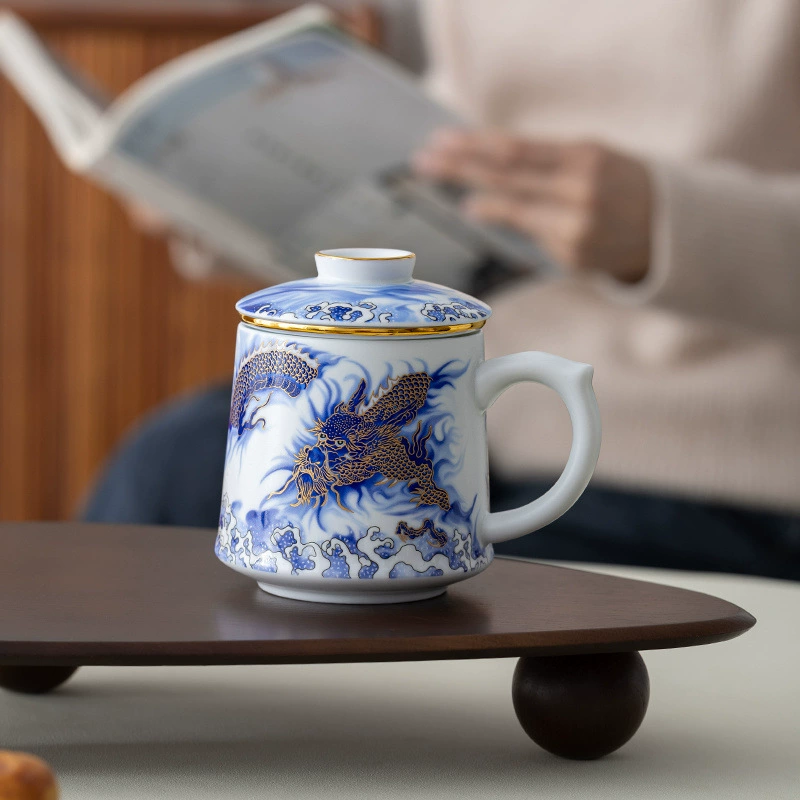 Керамическая чашка для заваривания чая Long Teng Shengshi Марк чашка для разлучения чая с офисной чашкой для воды с крышкой для мужчин высокого класса