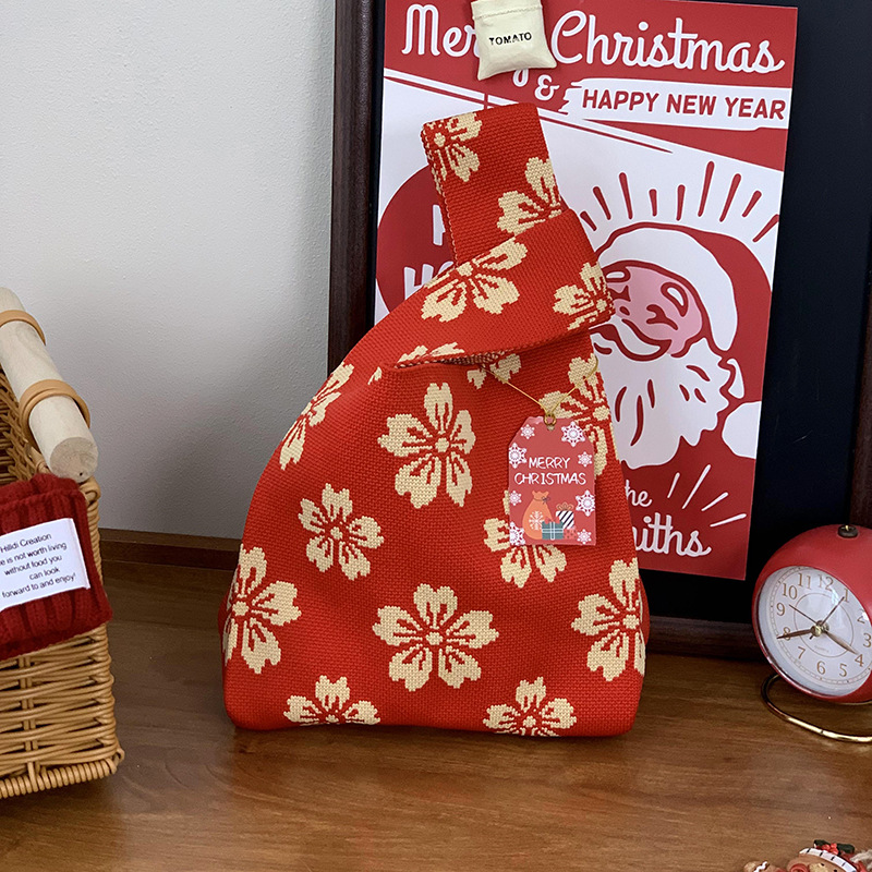 Bolsas de tejido de Navidad al por mayor bolsas de regalo de Nochebuena bolsas de dulces bolsas de regalo de empresa bolsas de mano creativas