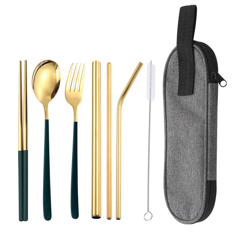 다크 그린 골드 7 종 세트/다크 그레이 가방