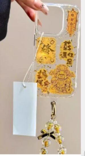 El epoxi transparente estilo ins Lucky Jinbao es adecuado para Apple 16proma festivo iPhone14/15 funda para teléfono móvil 13p