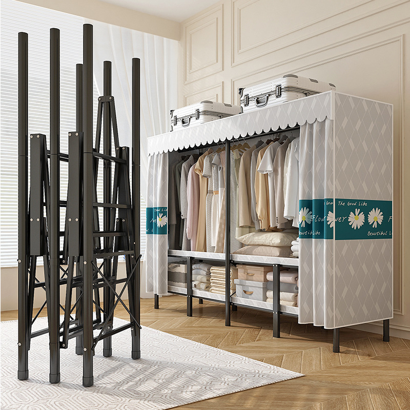 Installation-Free Folding Wardrobe Bedroom Home Rental Simple Wardrobe Steel Frame Sturdy Storage Durable Cloth Wardrobe Installation-Free Folding Wardrobe Bedroom Home Rental Simple Wardrobe Steel Frame Sturdy Storage Durable Cloth Wardrobe