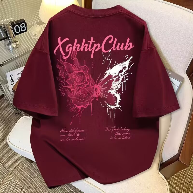 T-shirt oversize con stampa farfalla per uomo e donna_voghion.com