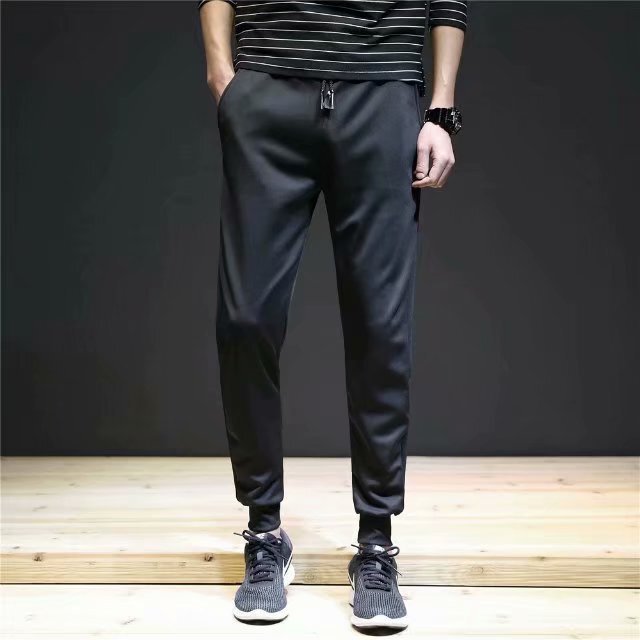 Drawstring Leg Casual Pants Men's Elastic Waist Trendy Loose Sports Pants Tapered Stretch Slim Pants Drawstring Leg Casual Pants Men's Elastic Waist Trendy Loose Sports Pants Tapered Stretch Slim Pants