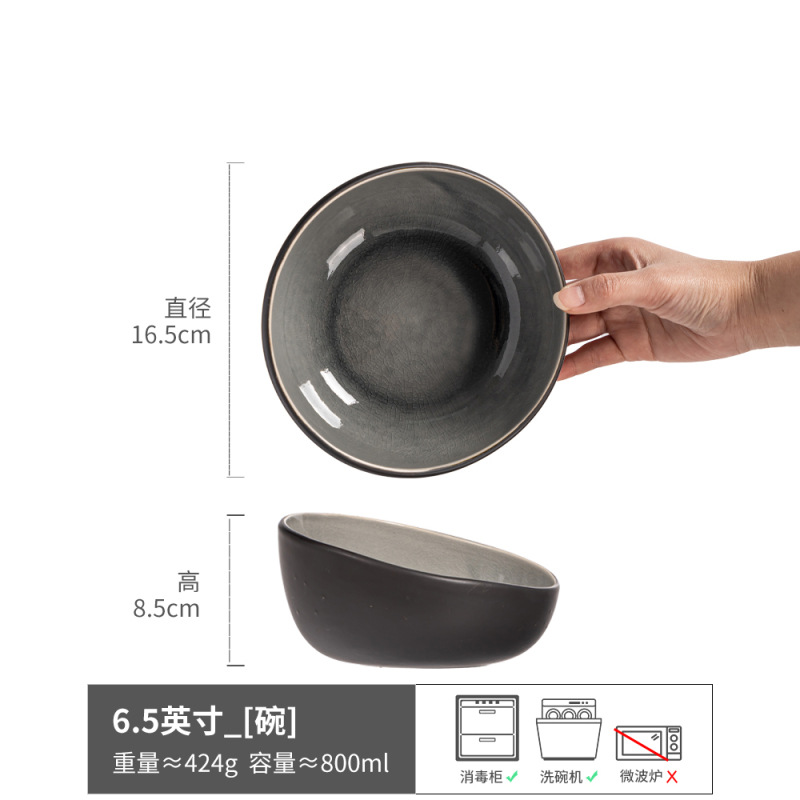 Gran colección de cuencos hermosos, cuencos de sopa de cerámica de color sólido retro, cuencos de fideos, ensaladeras de frutas redondas, vajillas para el hogar al por mayor