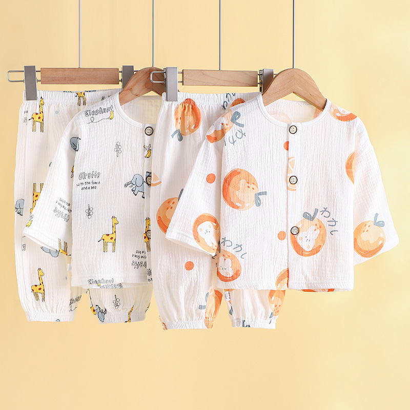 Dropshipping Summer Kidsren's Pure Cotton Home Clothes Set Boys Thin Pajamas Baby Girl Bloomers Air-Conditioned Clothes