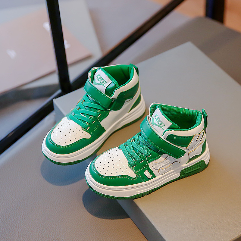 Barn högtopp sportsko Trend 2023 Höst Ny Student Läder Panel Sh för pojkar och flickor Halkfri Casual_voghion.com