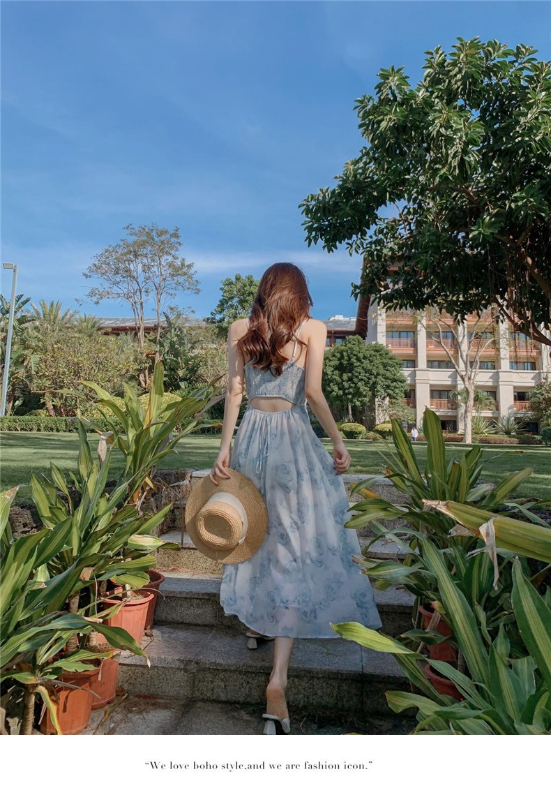 法式小众碎花吊带连衣裙女纯欲高级感茶歇仙女夏油画海边度假长裙详情5