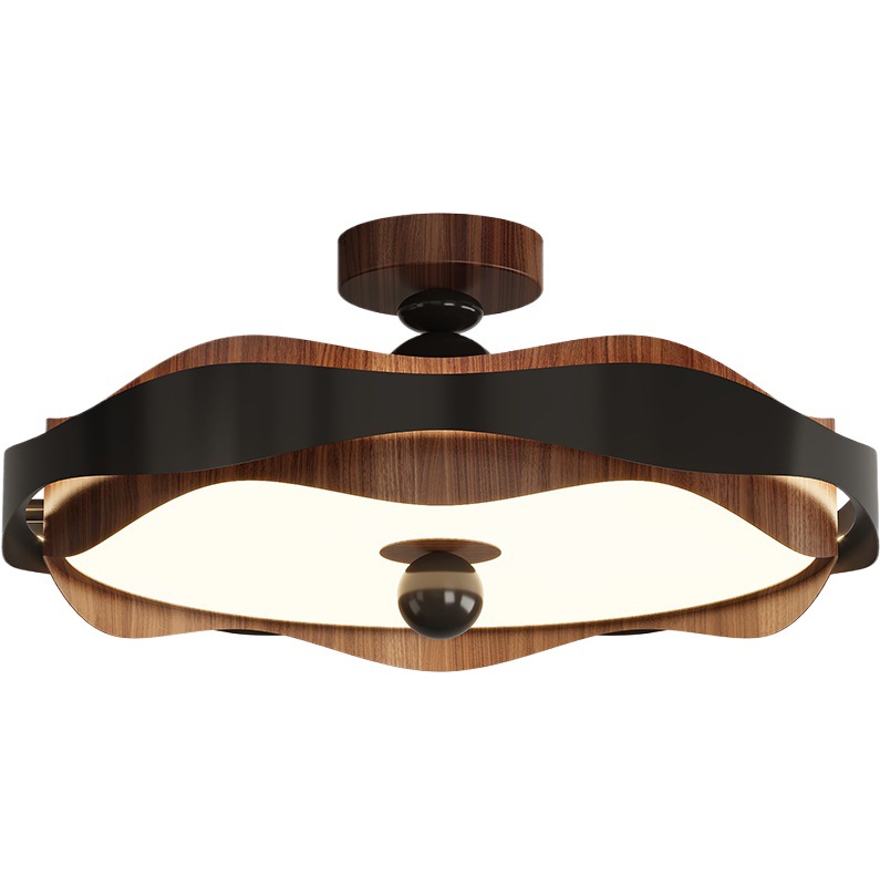 Diseñador de restaurante de espectro completo de estilo antiguo 2025 nueva lámpara de estudio de nogal viento crema protección ocular lámpara de techo de dormitorio