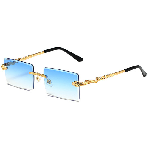  New Snake Metal Cut Edge Sunglasses European and American Square Cut Edge Men's and Women's Trendy Sunglasses SUANGLASSE