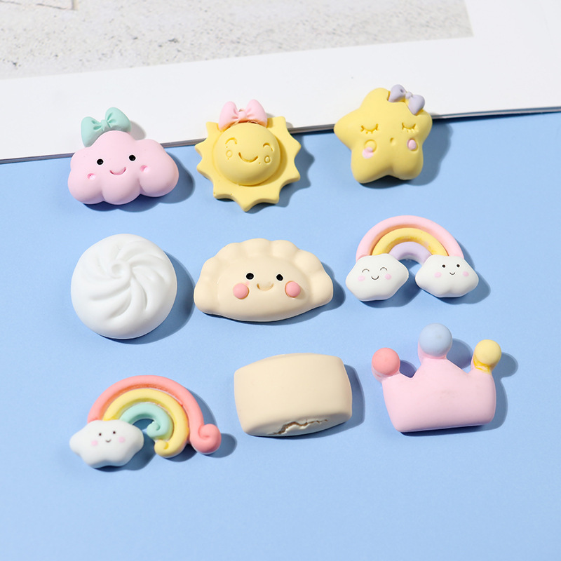 Simulated Star Rainbow Moon Gingerbread Man Dumpling Cream Glue Mobile Phone Case DIY Handmade Glue Hair Accessories