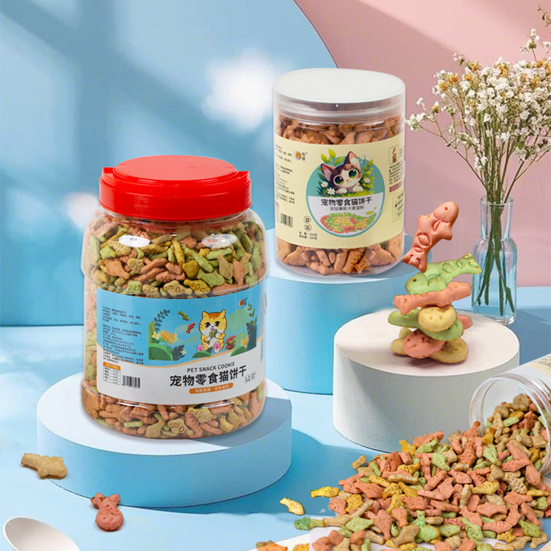 Free Shipping Cat Biscuits for Teeth Cleaning, Pet Snacks, Mint-Flavored Cat Fish Biscuits, Cat Grass Biscuits in a Can