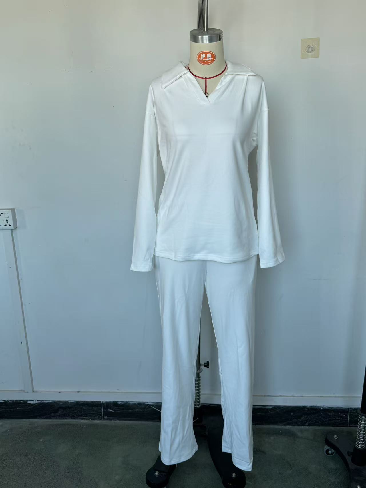 Damen Zweiteiler Set Mit Polo-kragen Pullover Und Hose Modisch_voghion.com