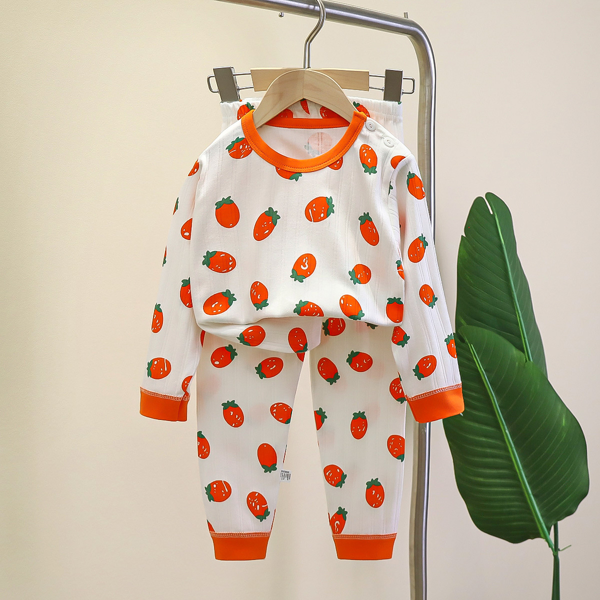 Ropa de otoño de los niños pantalones largos niños y niñas otoño nuevo jacquard algodón ropa interior traje manga larga pijamas desgaste del hogar bebé