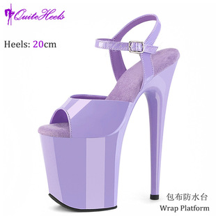 20cm covered waterproof platform sandals, pole dance high heels, model shoes, thick soles, sexy super stiletto heels, nightclub performance shoes