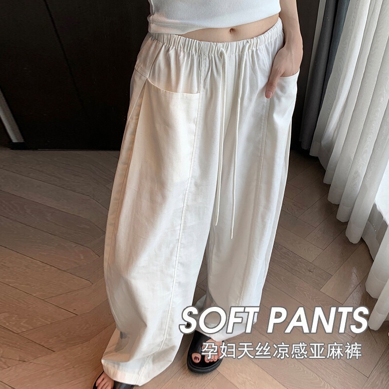 New 2026 Summer Maternity Linen Cotton Cool Tencel Wide-Leg Pants for Women, Drawstring Petite Straight-Leg Pants New 2026 Summer Maternity Linen Cotton Cool Tencel Wide-Leg Pants for Women, Drawstring Petite Straight-Leg Pants