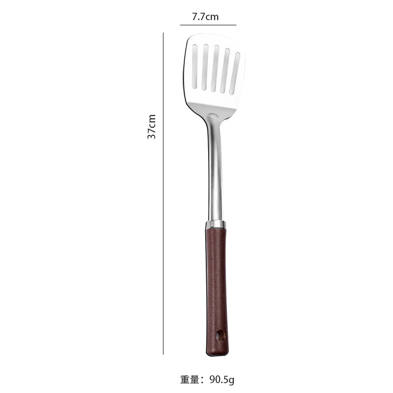 厚手非磁性ステンレス木柄鍋シャベルスプーンフライスプーン断熱調理用品キッチン炒めセット|undefined