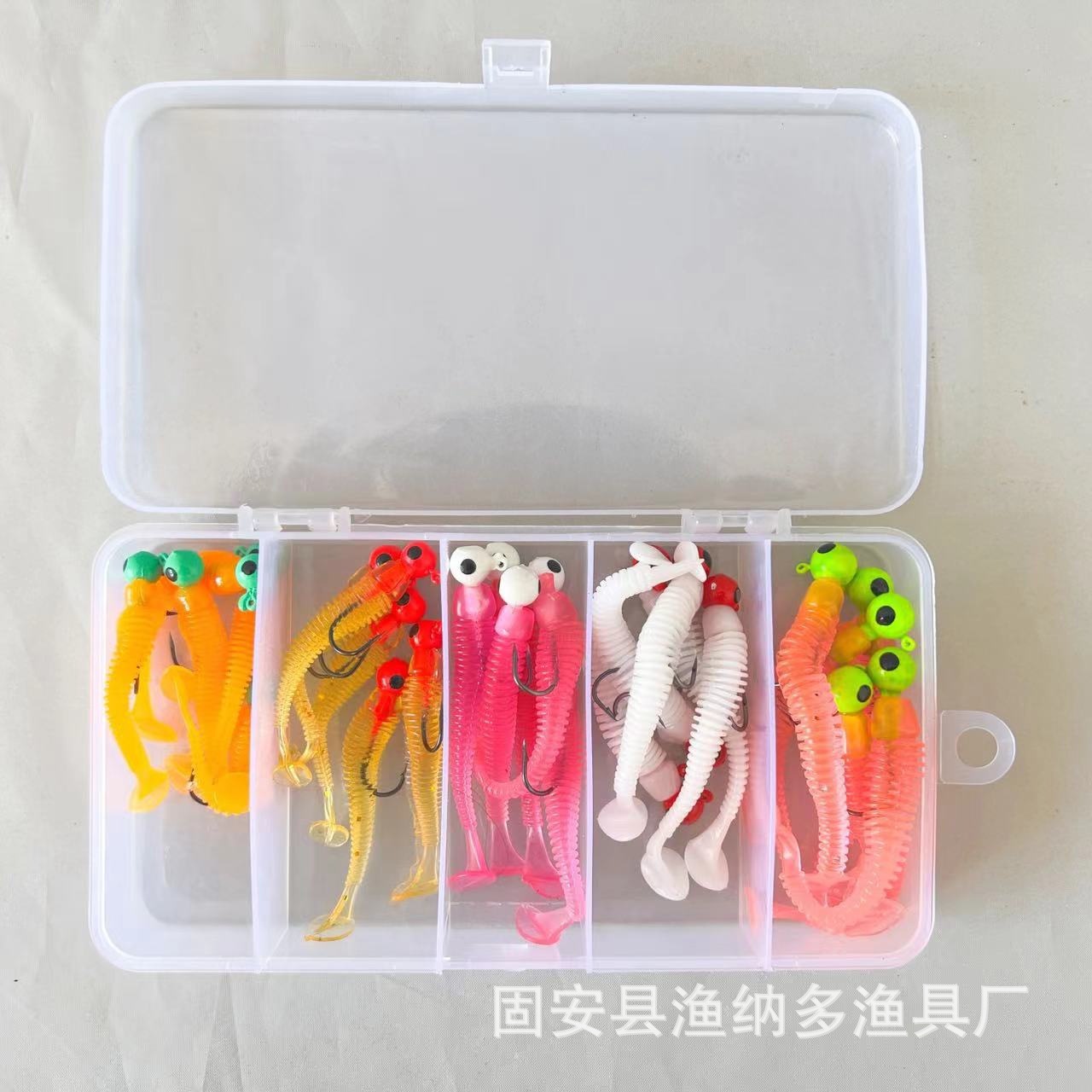 Luya cebo falso rodando cola de cebo suave rodando cola gusanos cabeza de plomo gancho de cebo combinación gusano suave Luya cebo traje de pescado mandarín bajo boca