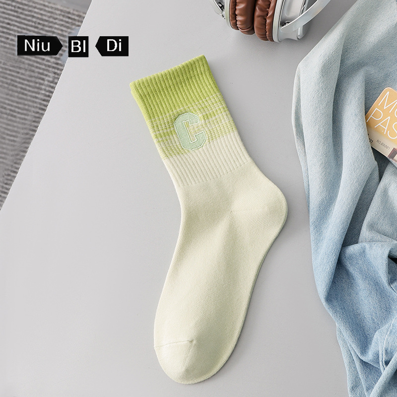 새로운 큰 C 자수 (1 쌍 녹색)