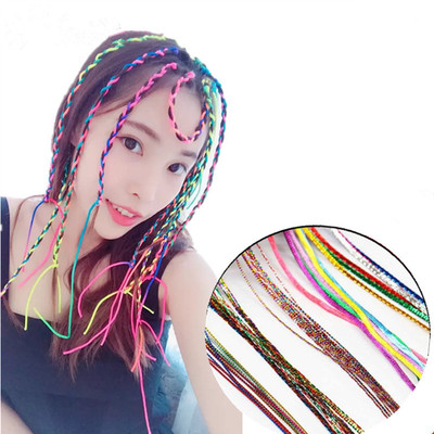 3pack hiphop street rapper jazz dance Colorful braided hair rope for women girls hidden braided ethnic style stage modeling performance hair braided