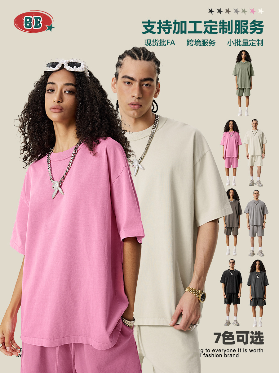 BE ropa de hombre | 2025 verano americano marca de moda europea y americana casual top de media manga para hombre camiseta de manga corta lavada contra el coche para hombre de moda