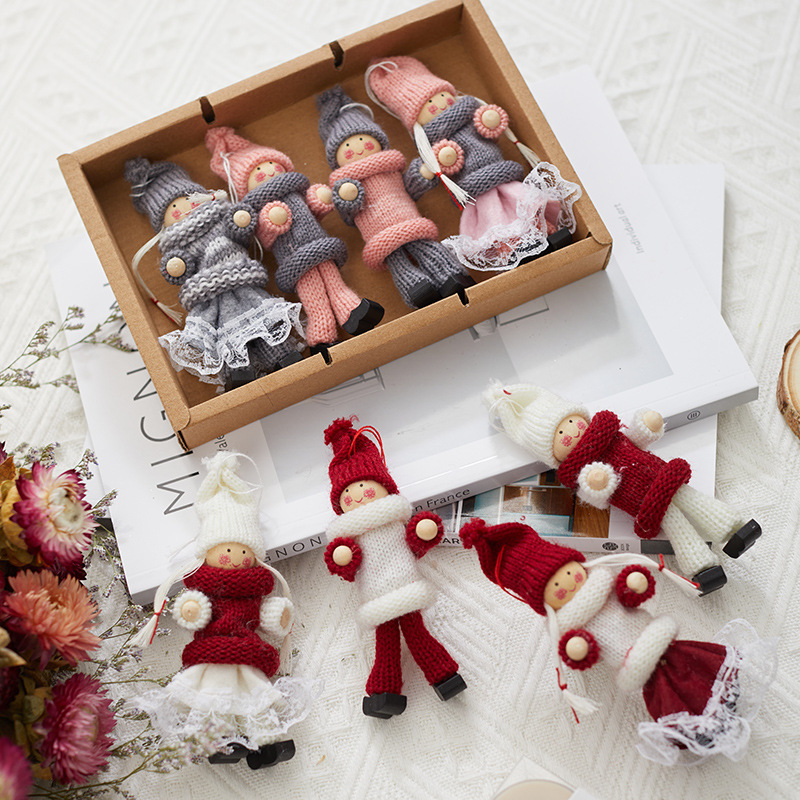 Niña de Navidad hombre viejo muñeco de nieve colgantes niños regalos en caja de Navidad árbol de Navidad colgantes colgantes