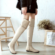 平底过膝靴女外贸新款冬季骑士靴女马靴长筒靴低跟长靴粗跟皮靴子