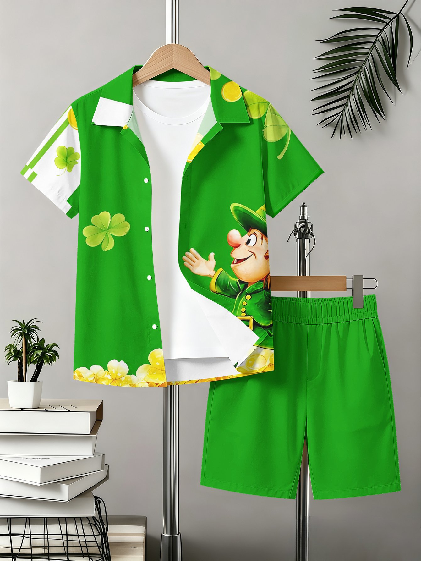 Zomer set voor jongens met overhemd en shorts met 3d print_voghion.com