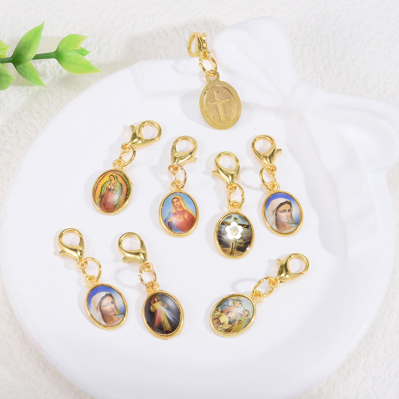 クロスボーダー宗教合金ラウンドペンダントペンダントレトロ DIY ネックレスイヤリングジュエリーアクセサリー|undefined