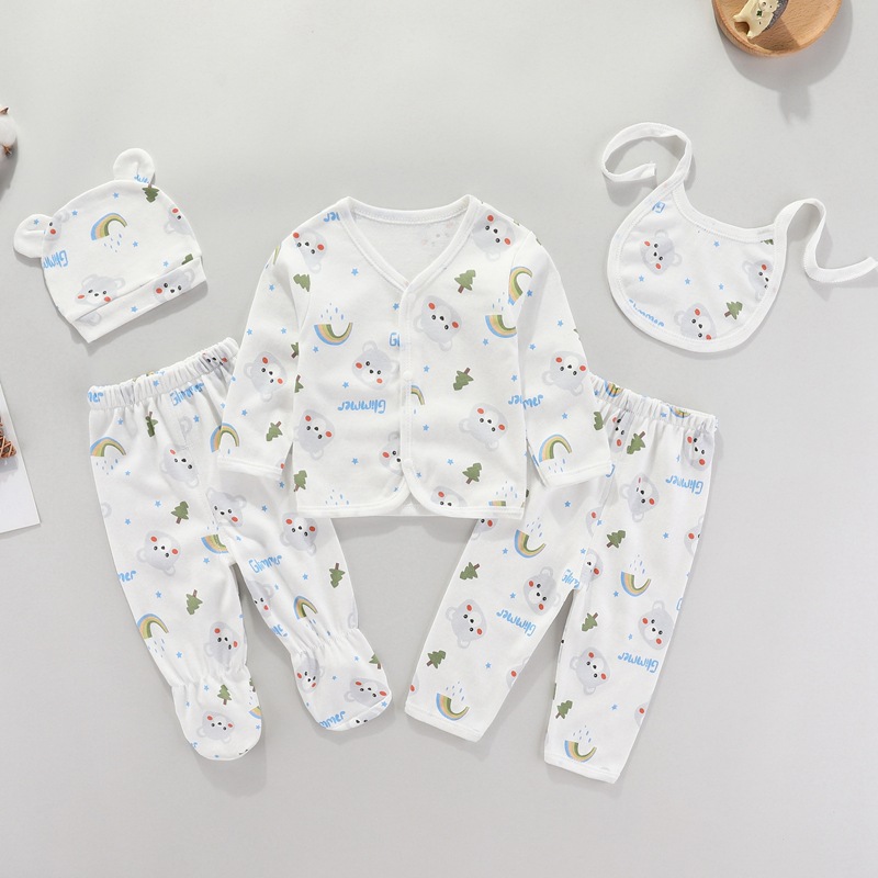 Newborn baby supplies delivery room kit, baby gift set, newborn baby gift box, 5 pieces of pure cotton clothing