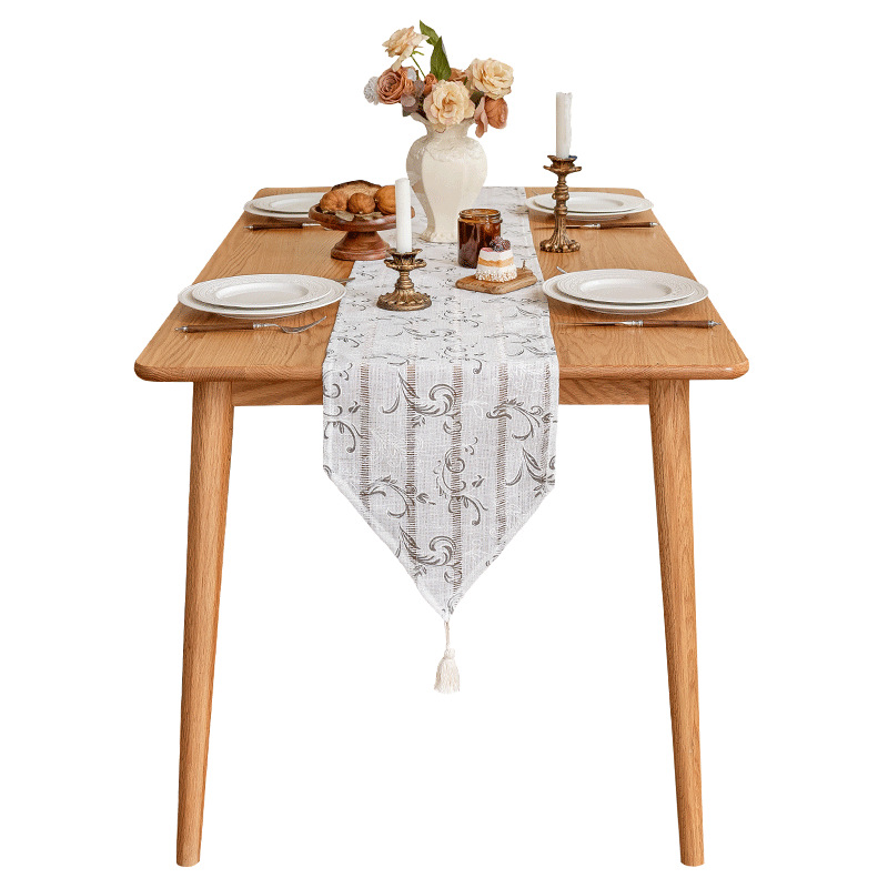 Nueva bandera de mesa bordada al estilo chino, a prueba de polvo y antideslizante, barra larga, mesa de té hueca de poliéster, tela decorativa, suministro directo de fábrica