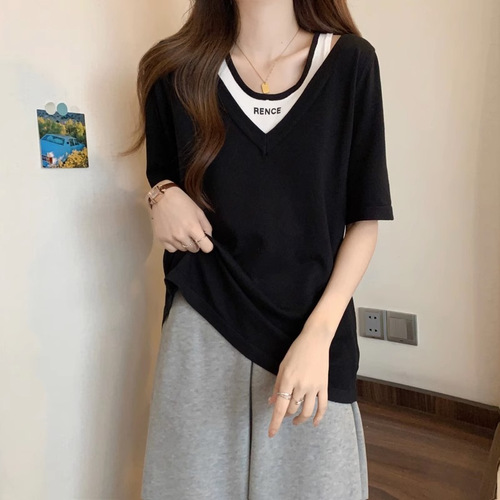 Summer women's clothing extra-large size 300kg fat mm design stripe short-sleeved T-shirt women's trend