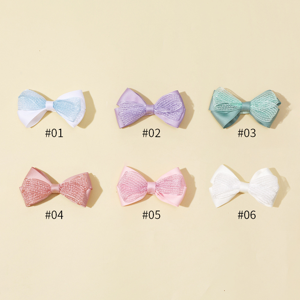 Carino fermaglio per capelli per bambini europei e americani commercio estero transfrontaliero nuovi accessori per capelli per bambini ragazze fiocco tinta unita clip all'ingrosso_voghion.com